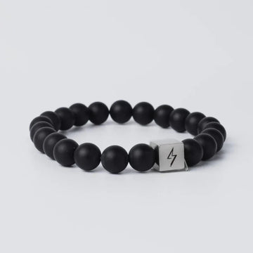 MATTE BLACK AGATE STONE BRACELET